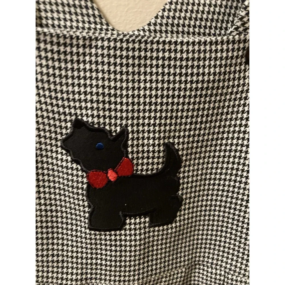 Vintage Kids Houndstooth Bibs Scottie Dog Jumpsuit Romper 24m Black‎ White
